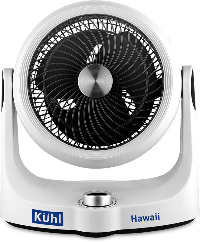 Kuhl Hawaii Desktop Swing Fan| Swing & Tilt Function | Upto 70 Degree| 3 Winds Mode| 165 Mm 3 Blade Table Fan(Bldc Motor | White | Pack Of 1)