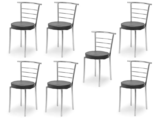 Goyal Steel & Furniture Strong And Durable Comfortable Dining Chair For Home Hotel Used For Indoor And Outdoor (7, Black, Standard)