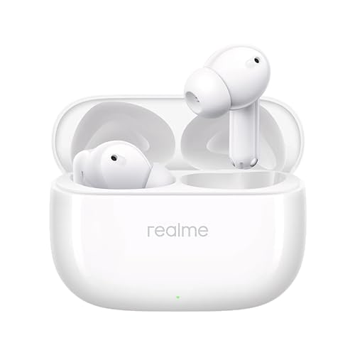 Realme Buds T310 Truly Wireless In Ear Earbuds With 46Db Hybrid Anc, 360° Spatial Audio, 12.4Mm Dynamic Bass Driver, Upto 40Hrs Battery And Fast Charging (Agile White)
