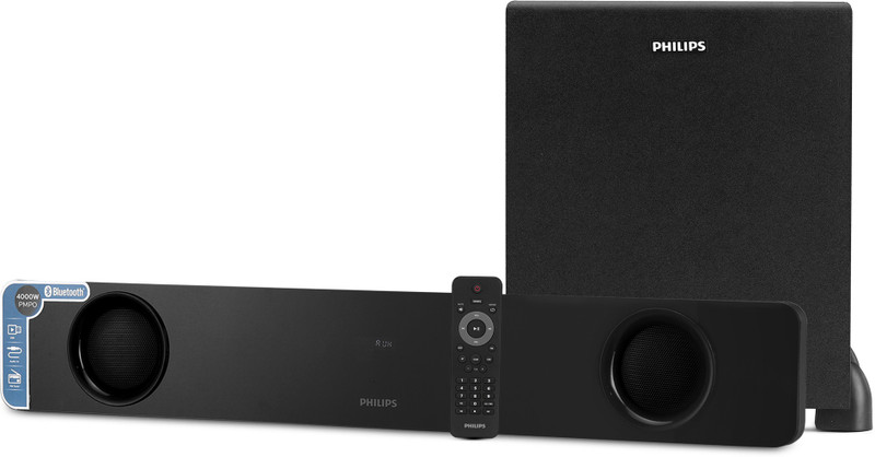 Philips Htl1041 40 W Bluetooth Soundbar With Subwoofer(Black, 2.1 Channel)