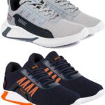 Bruton Combo Pack Of 2 Trendy & Stylish Casual Shoes Sneakers For Men(Grey, Blue , 6)