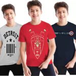 Gkidz Boys Typography Cotton Blend Regular T Shirt(Multicolor, Pack Of 3)