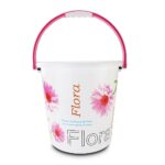 Nayasa Boon Bucket Bucket No. 18-16 Ltrs, Pack Of 2, Floral Print Plastic Bathroom Set, Ideal For Home & Office, Medium, Pink