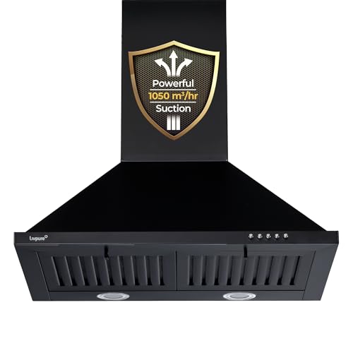 Livpure Alder Neo 60 Cm 1050 M3/Hr Pyramid Kitchen Chimney With Elegant Look, Double Baffle Filter, Push Button, Dual Led Lamps (Black) |5 Years Warranty On Motor,1 Year Comprehensive) By Livpure