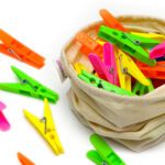 Livingbasics Clothes Drying Pins/Pegs With Cotton Storage Bag / Plastic Cloth Clips(Multicolor Pack Of 24)