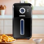Borosil Best 1350W Slim Air Fryer (3.6 L) | 4 In 1 Function With Quickfry Technology, Auto Off Function | Air Fryer For Bake, Grill, Roast, Reheat Etc. | 90% Less Oil | 2 Year Warranty | Black