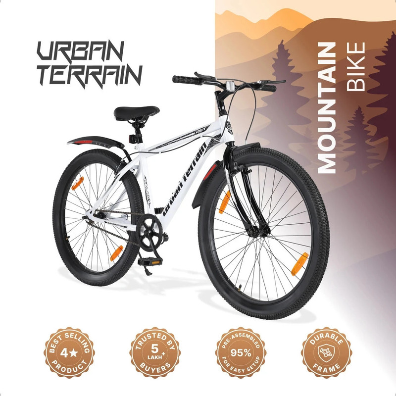 Urban Terrain Galaxy High Performance Mtb Cycles For Men With Complete Accessories 26 T (Inch) Road Cycle(Single Speed, White, Rigid)