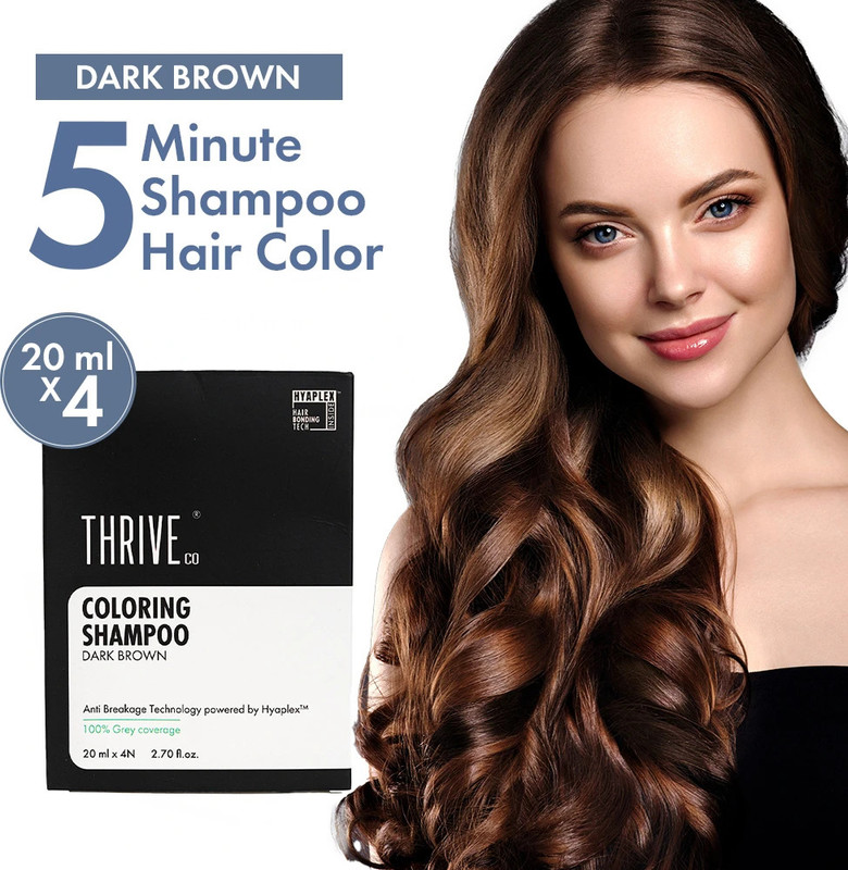 Thriveco Coloring Shampoo With Hyaplex™ For Rich, Shiny Colored Hair | Ammonia-Free , Dark Brown