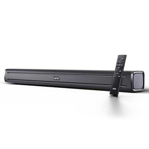 Mivi Fort Q80 Soundbar With 80W Surround Sound, 2.2 Channel Soundbar With 2 In-Built Subwoofers, Multiple Eq And Input Modes, Remote Accessibility, Bluetooth V5.1, Made In India Sound Bar For Tv