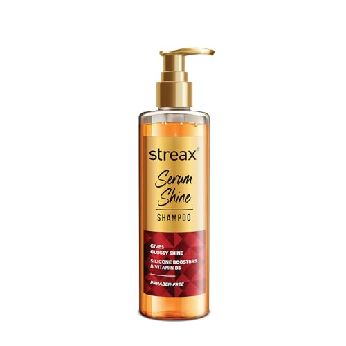 Streax Serum Shine Shampoo, 240 Ml For Frizzy And Dry Hair | Paraben-Free With Silicon Boosters & Vit B5 | Controls Frizz, For Smooth & Shiny Hair