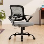 Green Soul Pebble Office Chair, Mid Back Mesh Ergonomic Home Office Desk Chair With Comfortable & Spacious Seat, Tilt Lock Mechanism & Heavy Duty Metal Base (Grey)
