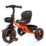 Amazon Brand – Symactive Tricycle For Kids | Plug N Play | Baby Cycle With Grip Handle, Eva Wheels, Seat & Basket | Kids Tricycle/Cycle | 2+ Years Unisex | Weight Limit Upto 25 Kgs (Orange)