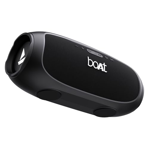 Boat Stone Ignite W/ 90 W Rms Sound, Rgb Leds, Eq Modes, Ipx6,Bt V5.3,Multi- Compatibility– Aux&Usb, Playback Time Up To 5 Hours & Type C Charging (Jade Black)