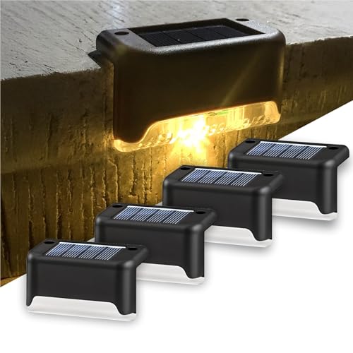 Btag Sun-Powered Deck Light, Rechargeable Waterproof Led Sun-Powered Lights For Stairs, Step, Fence, Railing, Yard With Ip65 Protection With Wide Angle Lighting Pack Of 4