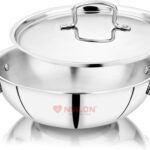 Nirlon Smart Triply Stainless Steel Deep Kadai With Stainless Steel Lid 20Cm Kadhai 20 Cm Diameter With Lid 1.5 L Capacity(Triply, Non-Stick, Induction Bottom)