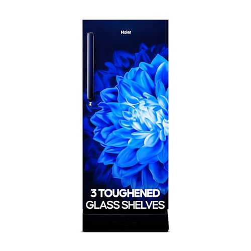 Haier 190 L, 5 Star, Direct-Cool Single Door Refrigerator (Hed-205Mdb-P, Marine Dahelia, Base Stand Drawer)
