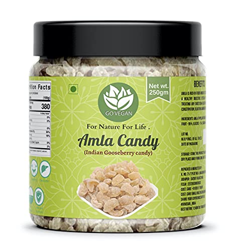 Go Vegan Dry Sweet Amla Candy – 250Gram, Indian Gooseberries [Jar Pack]