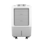 Havells Koolmate 40 L Personal Air Cooler For Home| Powerful Air-Delivery| With Fan & 3 Side Bacteria Shield Honeycomb Pads |Ice Chamber|Fully Collapsible Louvers|Front Wheels With Brakes(White Grey)