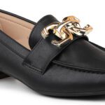 Inc.5 Women Black Solid Moccasins With Buckle Detail Outdoors For Women(Black , 5)