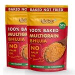 Kikibix 100% Baked Multigrain Bhujia Namkeen, Healthy Snacks For Adults & Kids, Low Fat, Low Calories, High Protein Bhujiya Diet Mixture For Diabetics- No Palm Oil, Baked Not Fried – Pack Of 2