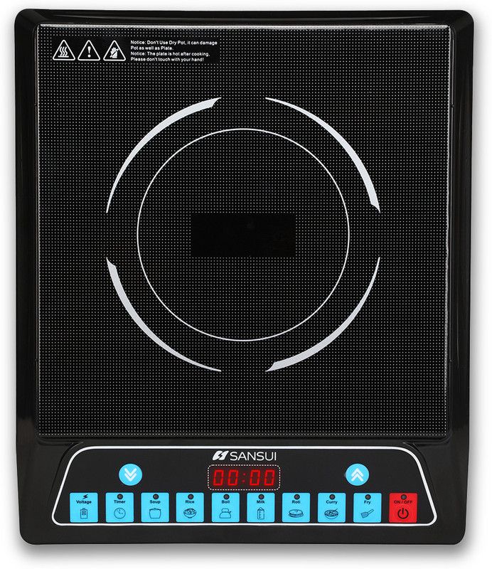 Sansui 1400 W Induction Cooktop Push Button(Black, Smartchef Plus)