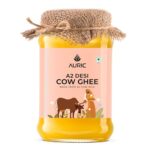 Auric A2 Bilona Desi Cow Ghee 1 Liter- Vedic Bilona Method -Traditional Curd Churned -Lab Tested – Danedar Ghee -Grass Fed Cow -Glass Jar