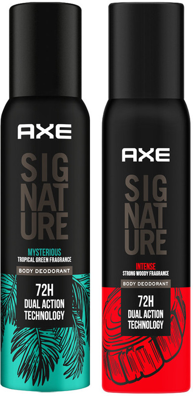Axe Signature Mysterious And Intense Deodorant No Gas Body Perfume Body Spray  –  For Men(400 Ml, Pack Of 2)