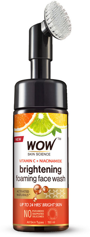 Wow Skin Science Vitamin C & Niacinamide Foaming With Built In Brush For Deep Cleansing Face Wash(150 Ml)