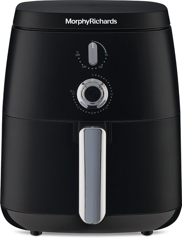 Morphy Richards Classic Knob Control, Non-Stick Coated Basket, Black Air Fryer(5 L)
