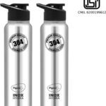 Pigeon Inox Hydra 900 Ml Bottle(Pack Of 2, Black, Steel/Chrome, Steel)