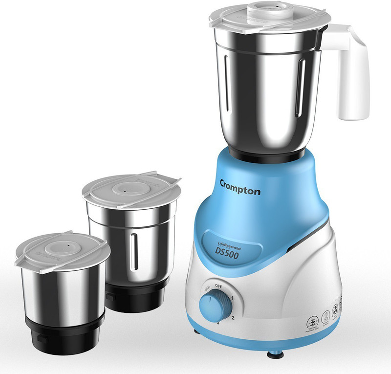 Crompton Ds 500 W Mixer Grinder(Acgm-Ds500W3J | 3 Jars | Blue, White)