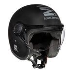 Royal Enfield Open Face Mlg Helmet |Made Like A Gun | With Clear Visor | Impact Protection | High Density Eps | Isi And Dot Certified | Micrometric Lock Matt Black (L) 60 Cm