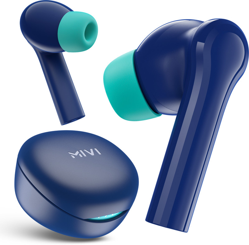 Mivi Duopods D4, 50Hrs Playtime, Hd Call, Fast Charging, Ipx4, Voice Assistant, 5.3V Bluetooth(Blue, True Wireless)