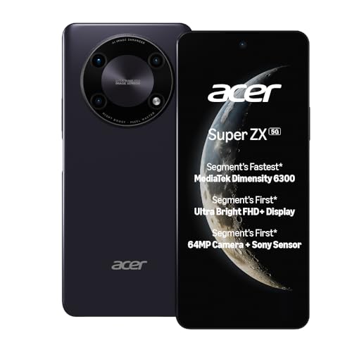 Acer Super Zx 5G (Lunar Blue, 4Gb Ram, 128Gb Storage) | 120 Hz Fhd+ Display | 5000 Mah Ultra-Thin Battery | Dimensity 6300 5G Processor | Sony 64Mp Ai Camera