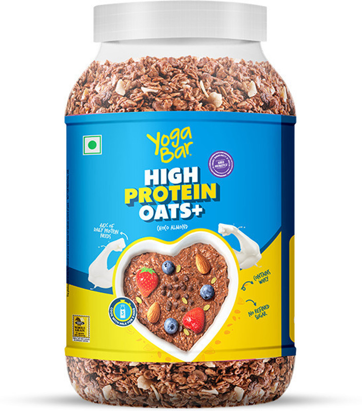 Yogabar High Protein Oats 1Kg Jar Choco Almond|20G Protein With Probiotics&Omega-3 Jar(1 Kg)