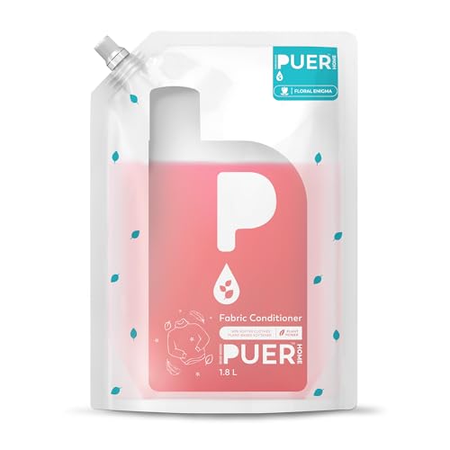Puer Natural Fabric Conditioner 1.8L Refill Pouch With Floral Enigma Fragrance | 100% Eco-Friendly, Plant-Based, Chemical-Free Softener For Fluffy Clothes | Washing Machine & Hand Wash Friendly
