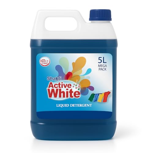 Active White Liquid Detergent – 5L Mega Jar | Powerful Stain Removal | French Fragrance | Front & Top Load Machine Wash Expert | Gentle On Clothes | Value Family Refill Pack