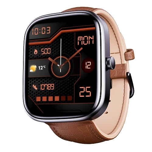 Boat Ultima Chronos W/ 1.96″ (4.9 Cm) Amoled Display,Advanced Bt Calling,Coins,Diy Watch Face Studio,Female Wellness, Energy & Sleep Score,Ip67, Smart Watch For Men & Women(Brown Leather)