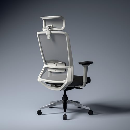 Green Soul Leo Superb | Designed For Broad Shoulders | Ergonomic Office Chair For Work | 5 Year Warranty | Multi-Lock Intelli-Adapt Recline | Adjustable Lumbar | White Grey