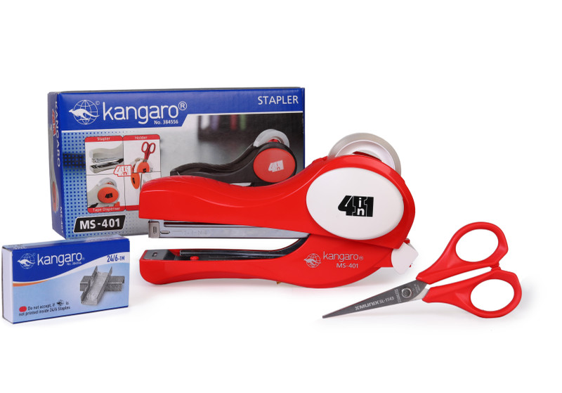 Kangaro Combo Pack Ms-401_Red Ms-401 Combo Pack(4 In 1)_Red Cordless Stapler