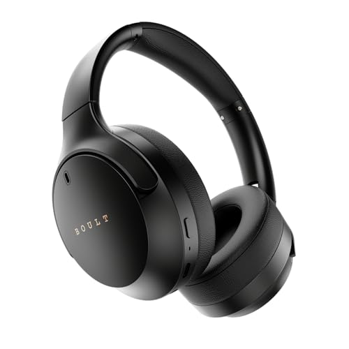Boult Q Over Ear Bluetooth Headphones With 70H Playtime, 40Mm Bass Drivers, Zen™ Enc Mic, Type-C Fast Charging, 4 Eq Modes, Btv 5.4, Aux Option, Easy Control, Ipx5 Headphones Wireless With Mic (Black)