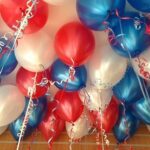Amfin® 10 Inch (Pack Of 50) Metallic Balloons Blue, White & Red For Birthday Decoration, Decoration For Weddings, Engagement, Baby Shower, 1St Birthday, Anniversary Party, Theme Party, Office Party