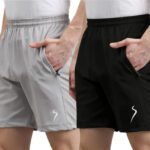 Karwa Solid Men Black, Grey Sports Shorts
