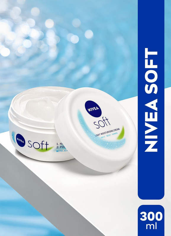 Nivea Soft Light Moisturizer Cream For Face, Hand & Body, With Vitamin E & Jojoba Oil(300 Ml)