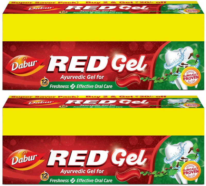 Dabur Red Ayurvedic Gel For Freshness ( Super Saver Pack) Toothpaste(600 G, Pack Of 2)