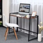 Qara Foldable Writing Desk Computer Desk| Sturdy Desk Computer| Laptop Desk Notebook | Study Desk Home Office Workstation(Exotic Teak)