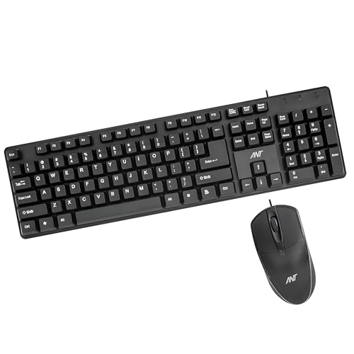 Ant -Wired Full-Size Keyboard And Mouse Combo – Computer Accessories For Laptops And Pcs, Ergonomic Design, Silent Keys, Usb Connection, Compact Mouse, Qwerty Keyboard – Black, 02