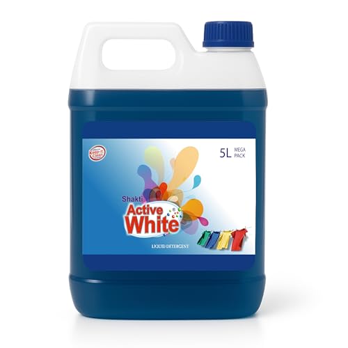 Active White Liquid Detergent – 5L Mega Jar | Powerful Stain Removal | French Fragrance | Front & Top Load Machine Wash Expert | Gentle On Clothes | Value Family Refill Pack