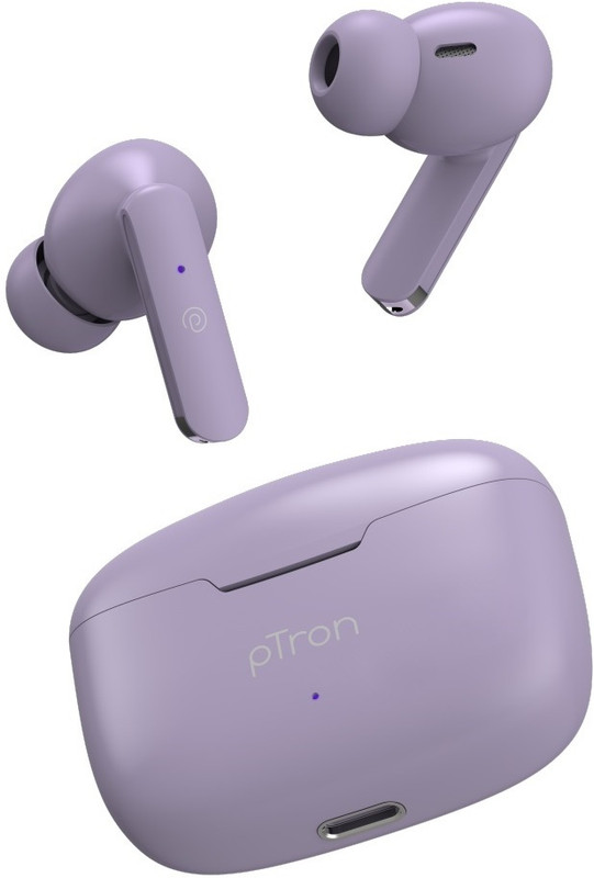 Ptron Bassbuds Joy Tws With 32Hrs Playtime, 13Mm Drivers, Stereo Calls,Type-C Charging Bluetooth(Light Lilac, True Wireless)