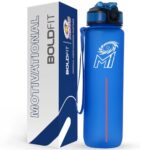 Boldfit Plastic Mumbai Indians(Mi) Official Merchandise Water Bottles 1 Litre For Adults,Kids,Unbreakable Motivational Water Bottle Time Mark Sipper With Straw&Time For Gym,Home Bottle For Kids-Blue